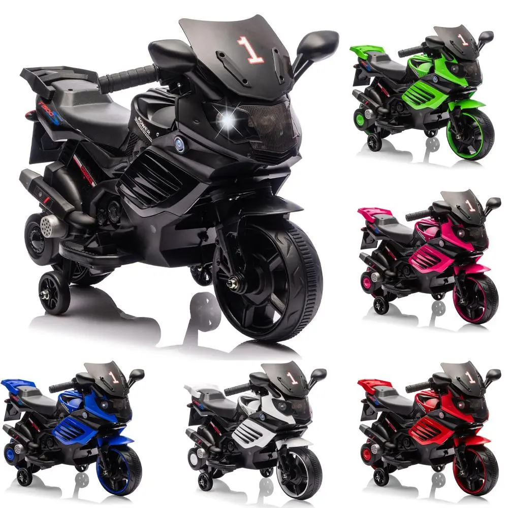 Gaomon 6V Kids Electric Ride On Motorcycle with Training Wheels, Battery-Powered Toddler Toy with Headlight & Music, Outdoor Play Gift for 4-6 Years Old Boys & Girls (66 lbs Capacity)