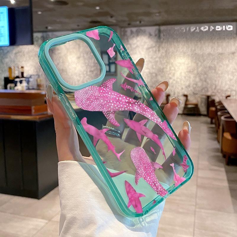 Phone case for iPhone 17 Pro Max 16 15 14 Plus 13 12 11 Air 11 Marine Life Ink Art Sharks Anti-Yellowing Shockproof durable ultra-thin Crystal Cover