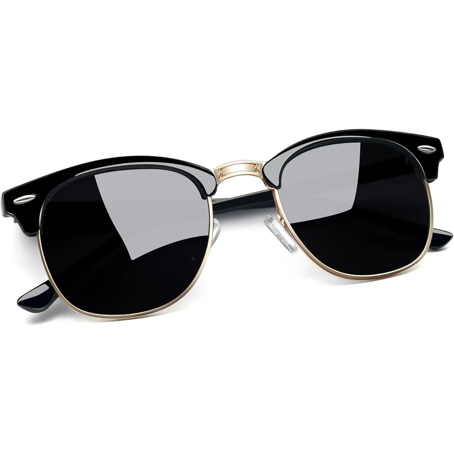 Vintage Sunglasses Half Frame Sun Glasses Polarized UV Protection Browline Shades for Women Men