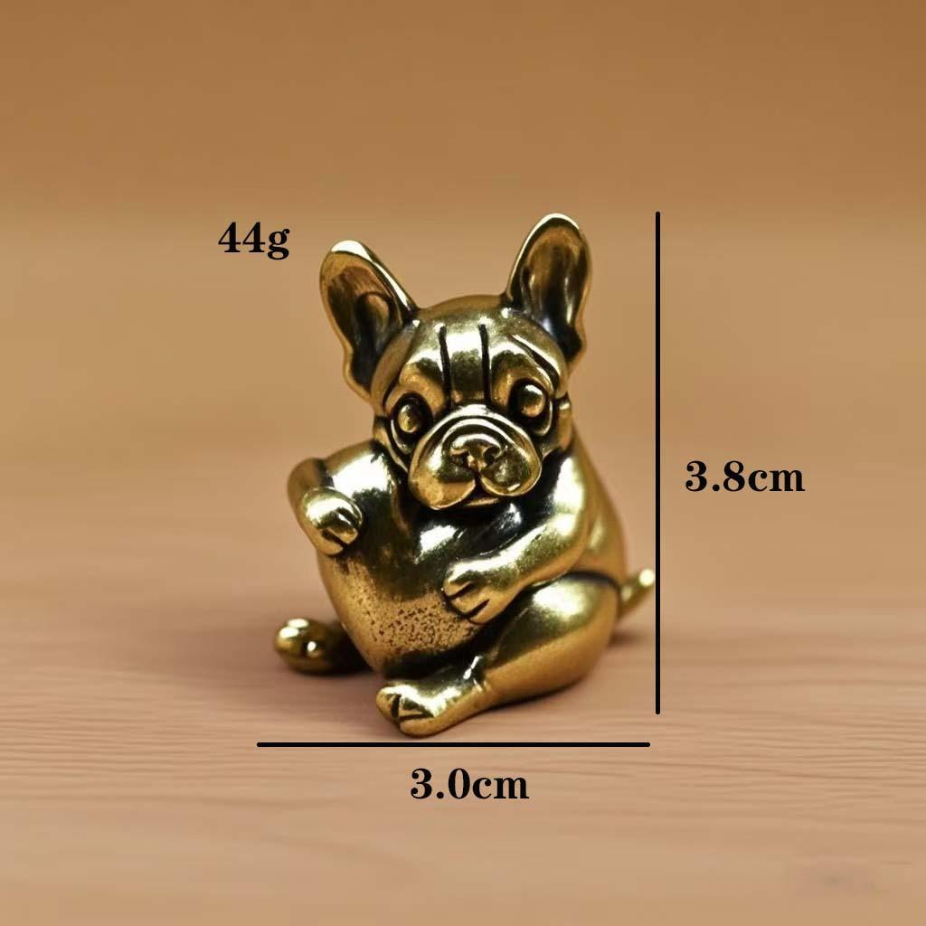 Brass Pug Statue Holding a Heart — A Fun, Trendy Puppy Tea Pet and Living Room Ornament