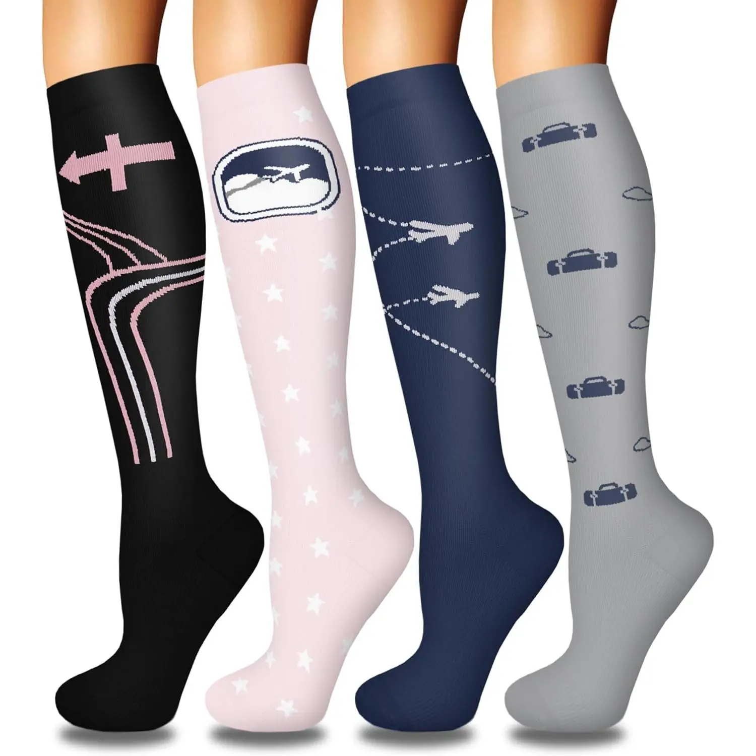 A-black/Pink/Navy/Grey-4 Pairs