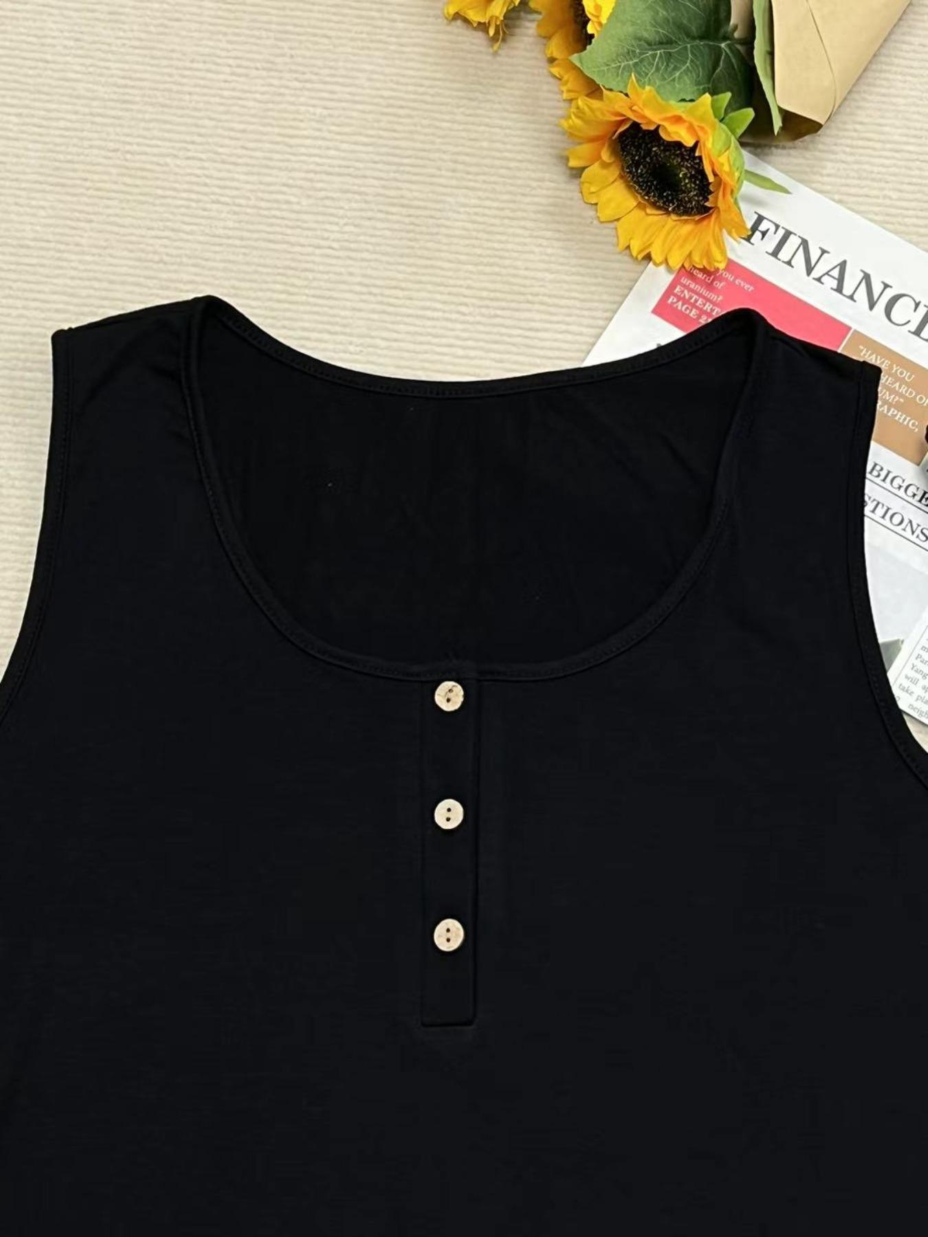 Summer New Trend Large Size Women's Tank Button Casual Vest, Fitted Plain Design, Perfect for Daily Wear, Comfortable and Stylish Summer New Trend Large Size Women's Tank Button Casual Vest, Fitted Plain Design, Perfect for Daily Wear, Comfortable and Stylish