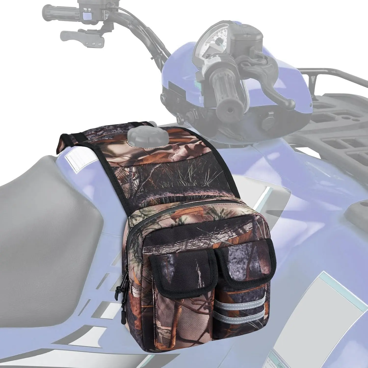 ATV Tank Bag Water-resistant Cooler All Terrain Vehicles Accessories Motorcycle Saddle Bag Compatible with Most ATVs and Snowmobiles Bicycles, Camo
