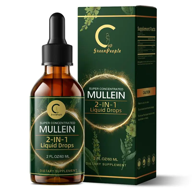 GreenPeople Mullein Leaf Drops for Adults with Elderberry, 600mg 20:1 Mullein Extract, Marshmallow Root,Respiratory Wellness & Immune Support, 2 fl oz