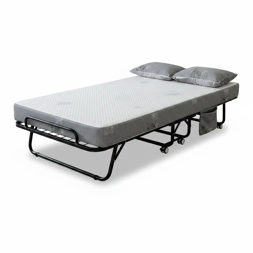 Space-Saving Comfort for Guests – Folding Bed with 10cm Memory Foam Mattress – Sturdy Metal Frame, Locking Wheels, Portable Rollaway Guest Bed for Adults, Home, Office, Apartment, 75" x 31" Twin Size