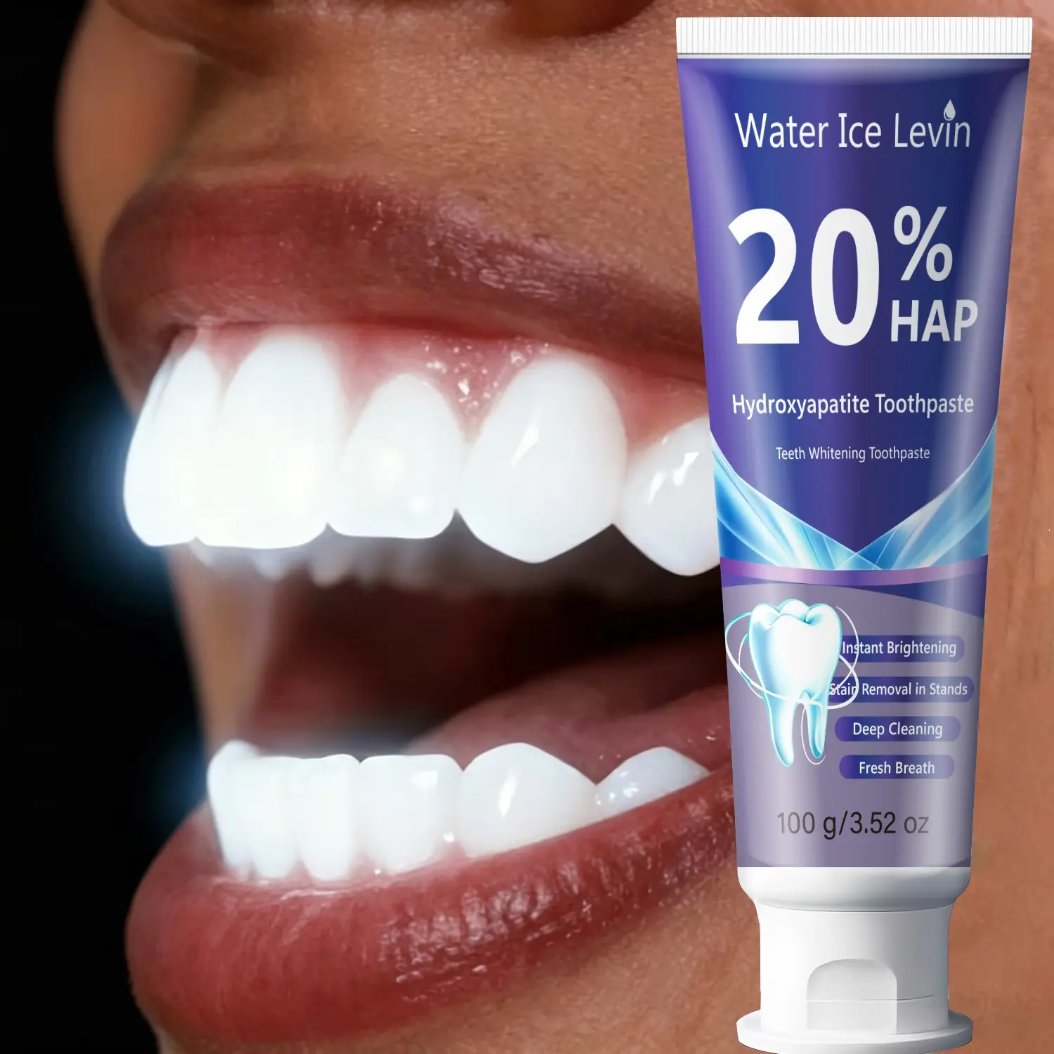 20% HAP Hydroxyapatite Teeth Whitening Toothpaste 100g/3.52oz, Deep Clean Stains, Brighten Teeth, Freshen Breath, Daily Oral Care Toothpaste, Oral Brightening Toothpaste