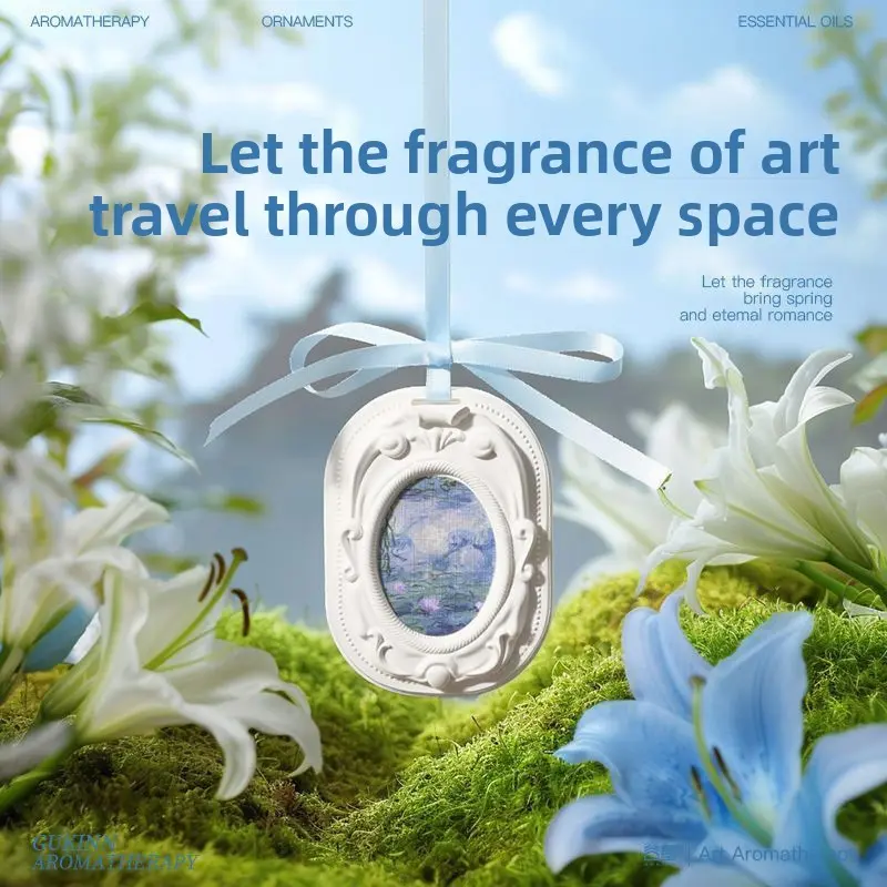 Vintage Monet Plaster Aroma Diffuser Hanging Pendant, Long-Lasting Car & Home Fragrance Accessory, Deodorizing Fragrance Sheet