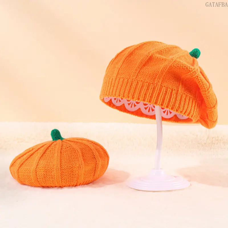 Parent-Child Warm Knit Hats - Halloween Theme Pumpkin Shape Warm Beret, Prop 65 Safe Cold Weather Headwear for Fall Winter (Sports & Outdoor Accessories),back to school,back to school haul