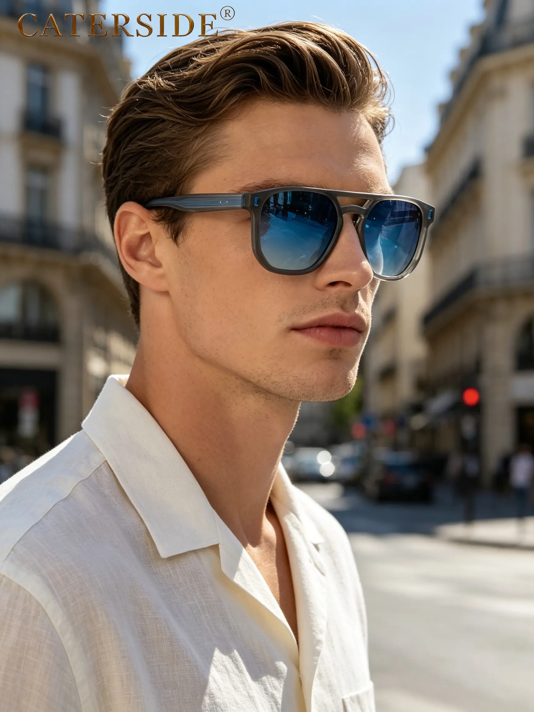 Caterside 1/2/3 Counts Square Polarized Lightweight Sunglasses, Spring Hinge Design, PC Frame, Acetate Temples, Unisex, Outdoor, Travel, Driving, Beach, Trendy Styling Sunglasses
