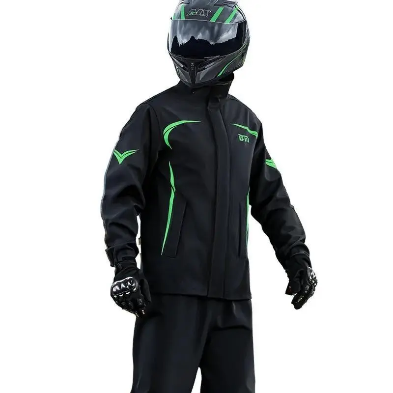 1 set of raincoat rain pants suit split rainstorm proof motorcycle waterproof coat men's riding raincoat