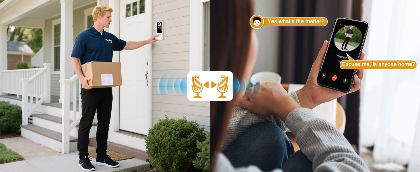 Wireless doorbell camera, 2K full HD full body video, no subscription required, two-way communication, smart home video doorbell with doorbell ringtone, battery powered, motion detection and alarm, compatible with Alexa and Google (2.4G WiFi) Wireless doorbell camera, 2K full HD full body video, no subscription required, two-way communication, smart home video doorbell with doorbell ringtone, battery powered, motion detection and alarm, compatible with Alexa and Google (2.4G WiFi)