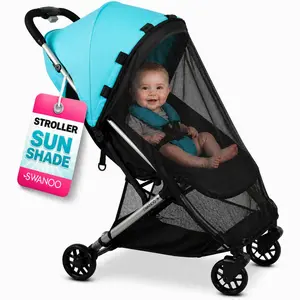 Stroller Sun Shade Cover, Mosquito Net for Stroller Shade Extender with Magnetic Tabs Block 70% of UV Rays, Bug Net Sun Protection Baby Stroller Accessories Stroller Canopy