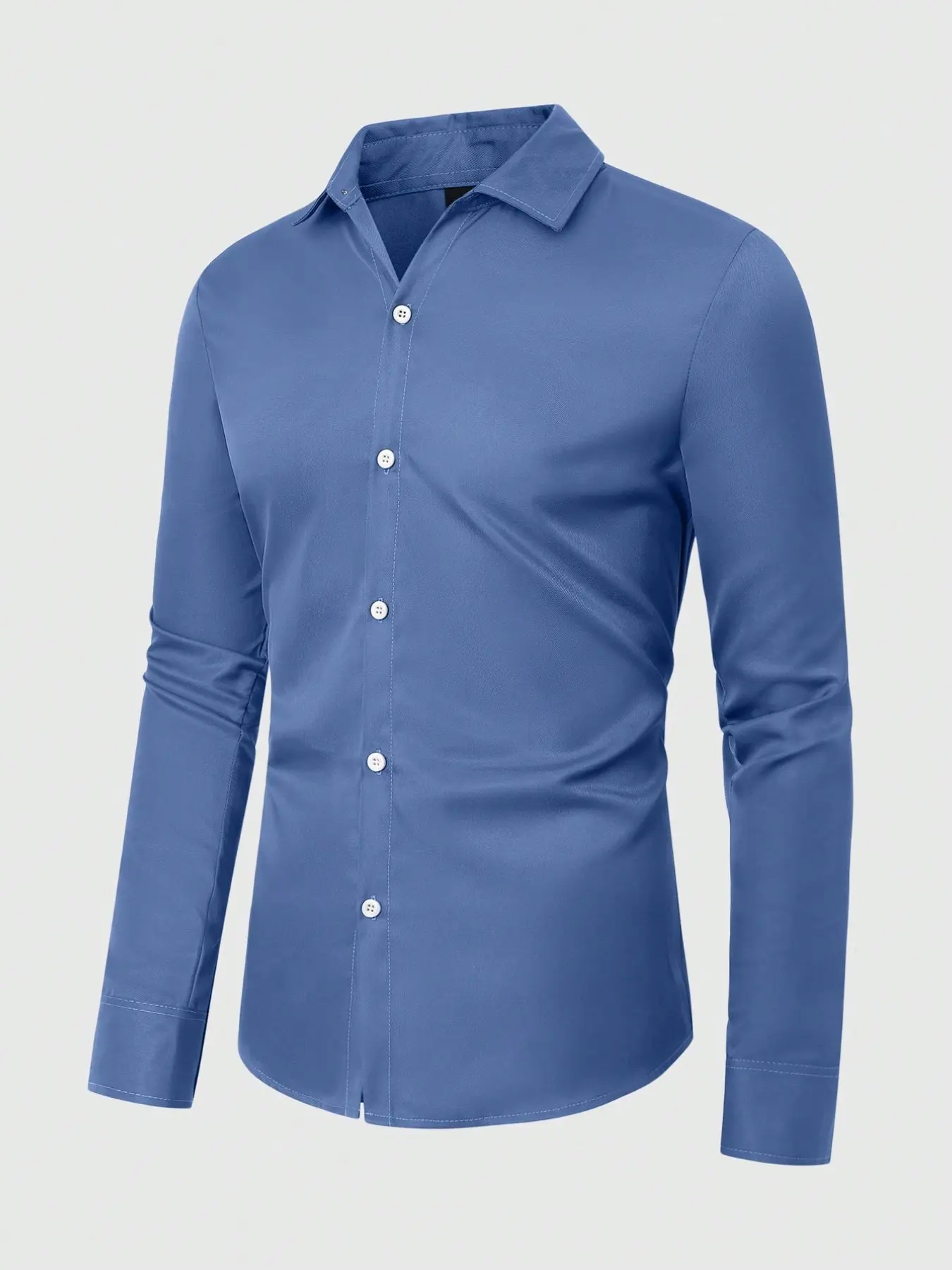 Men's Fashion Fitted Long Sleeve Shirt, Business Style Blouse, Suitable for Daily Commute, Men's Casual Wear, Spring & Fall