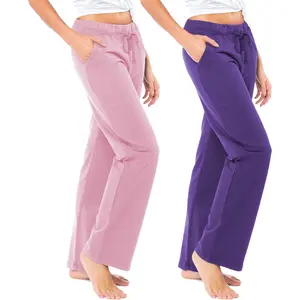 Women's French Terry Cotton Drawstring Pants |   All Season Mid Weight Casual & Lounge Bottoms |   Multi Packs