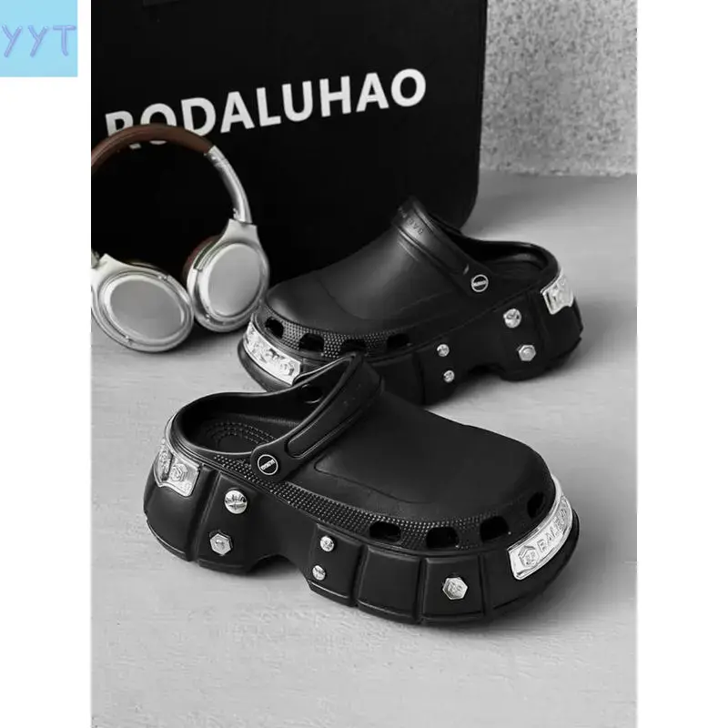 YYT1 Unisex Punk Style Clogs, Fashionable Thick Sole Indoor Outdoor Wear, Trendy All-match Daily Wear, Walking Shoes