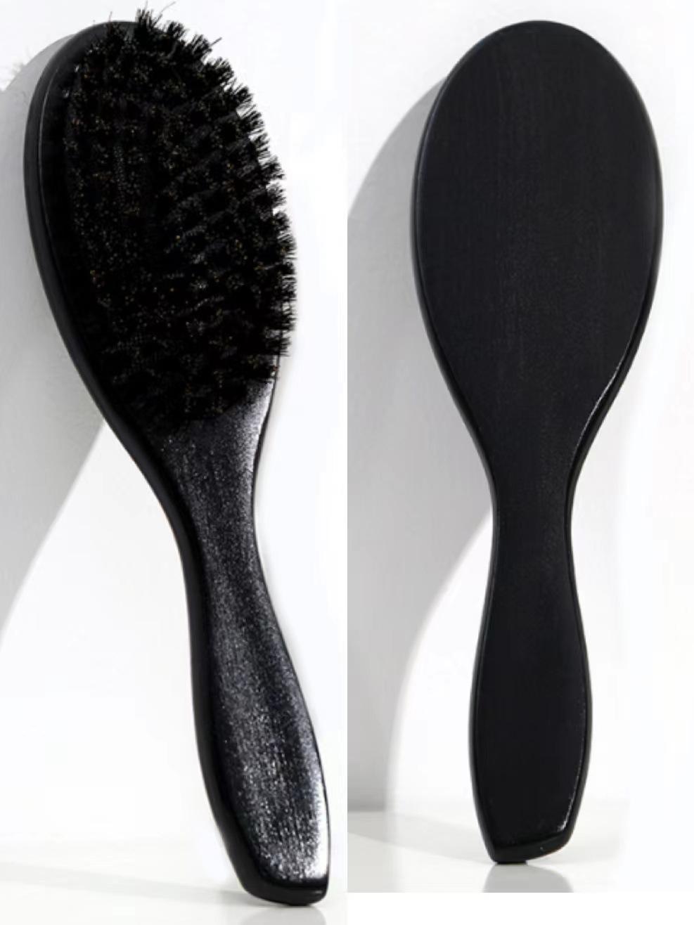 Boar Bristle Hair Brush – Wooden Cushion Brush for Scalp Massage, Natural Bristles for Smooth & Shiny Hair, Daily Hair Care Tool,UU