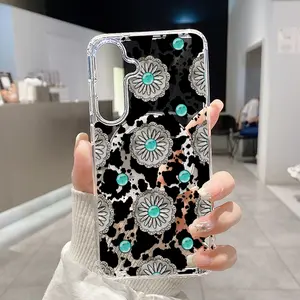 Magnetic Soft Case for  Samsung Galaxy S26 S23 Ultra S24 Plus FE S25 S22+ Floral Cowhide Fusion Pattern Anti-Yellowing Shockproof ultra-thin Silicone Crystal Transparent Acrylic Large Hole Cover Supports Wireless Charging