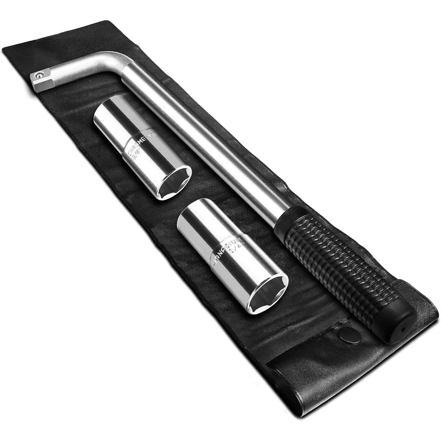 Telescoping Lug Wrench, Extended Wheel Wrench with 17mm/19mm (3/4"), 21mm (13/16")/22mm (7/8") Chrome Vanadium Steel Sockets for Car, Truck, Van