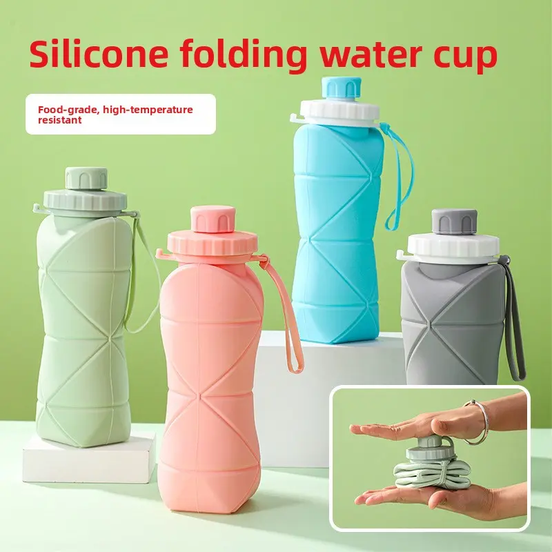 Silicone kettle foldable large capacity high temperature resistant outdoor travel folding water cup portable compressed water cup