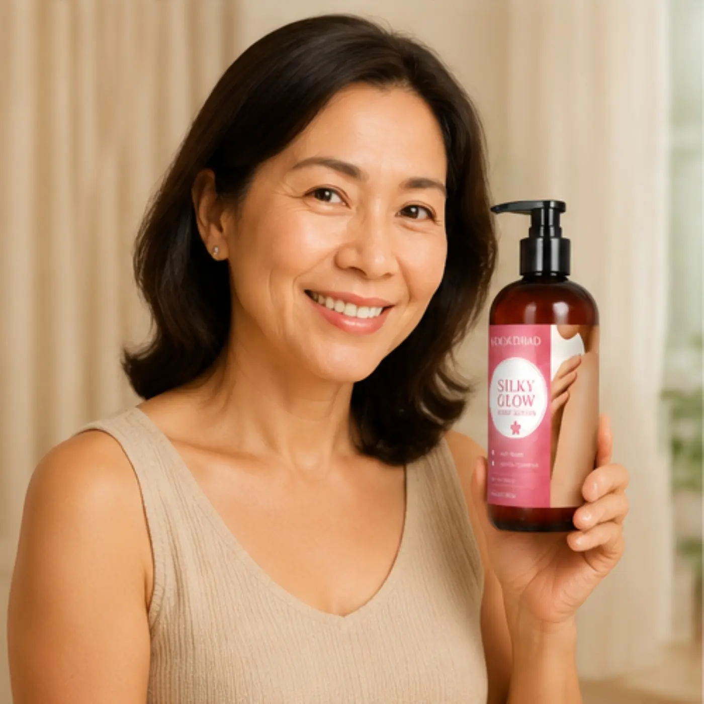 Silky Glow Body Lotion, sakura extract, soft touch, lasting hydration, body care, 300g/10.58oz