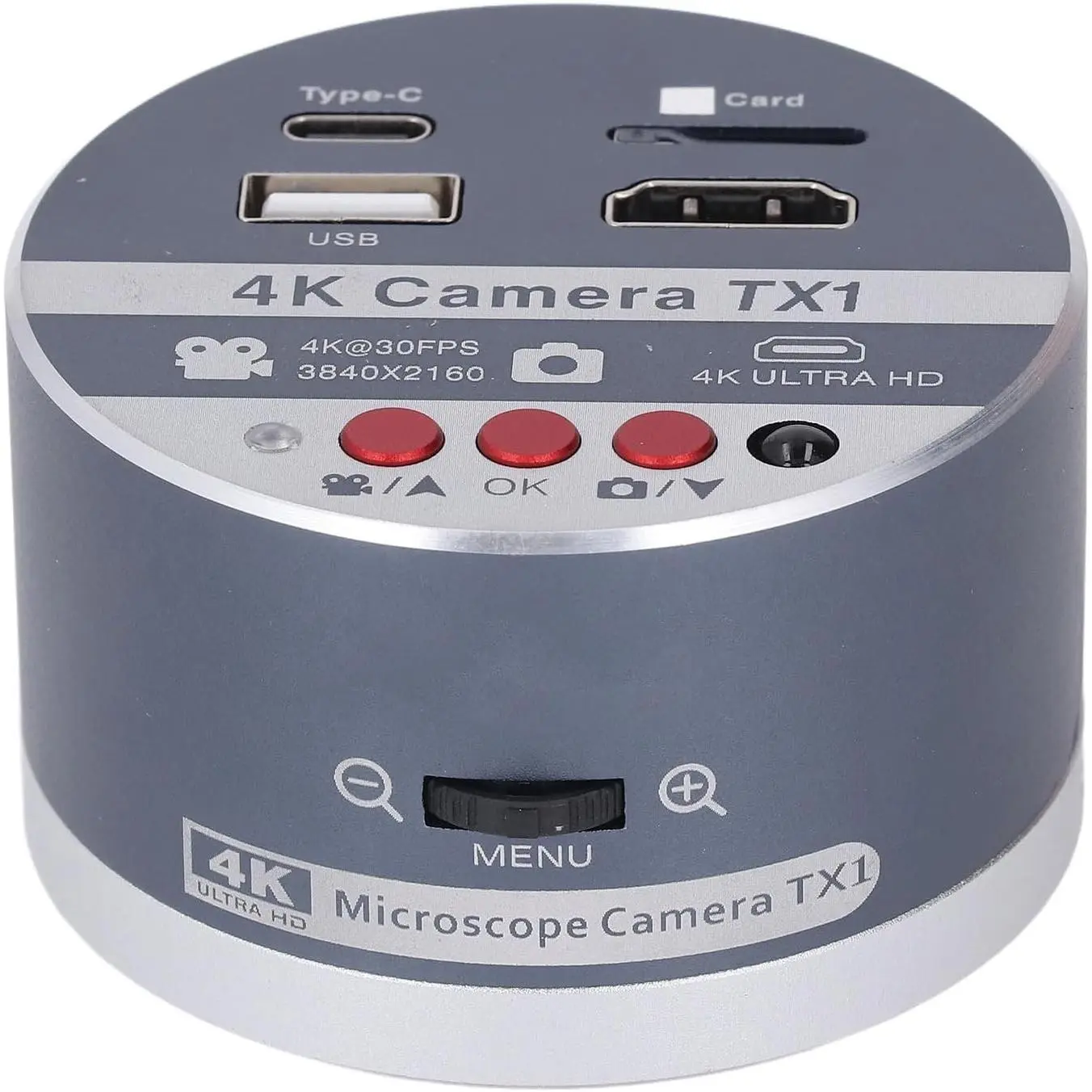 4K Compact Microscope Camera with 8X Magnification, CS Lens Mount, HD Video Output, Button and Remote Control for Microscopy (US
