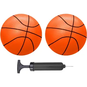 ABAJI Mini Basketballs Orange 2 PCS 5" Set with Random Color Pump Needle Durable Material for Mini Hoop Toddlers Kids Teenagers for Pool Indoors Outdoors