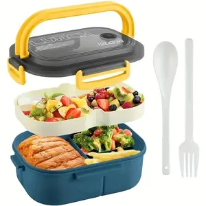 Student Lunch Box Adult Bento Box, 40.58oz Leak-Proof Lunch Container with Utensils, 3 Compartment Microwave Safe, Back-To-School Essential