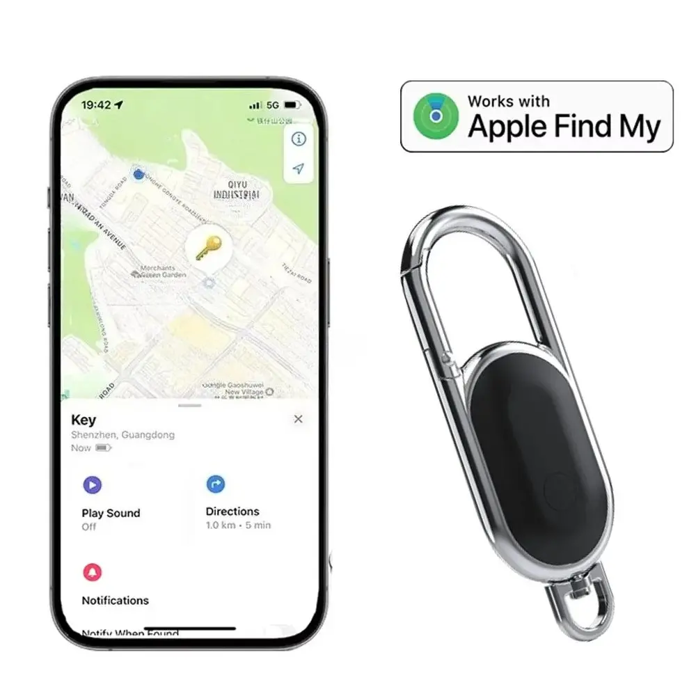 Anti-lost GPS airtag Smart Carabiner key chain Keyring with Find My tracker to attach Car key chain fob for use on Apple ios