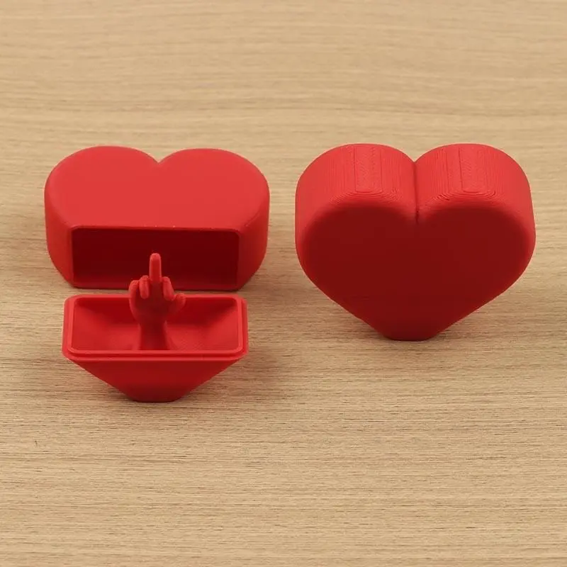 Funny Valentine's Day Heart Shape Middle Finger Gift Box Set, Fun Surprise Gift Box, Party Small Gifts, Cute Action Valentines Decorations