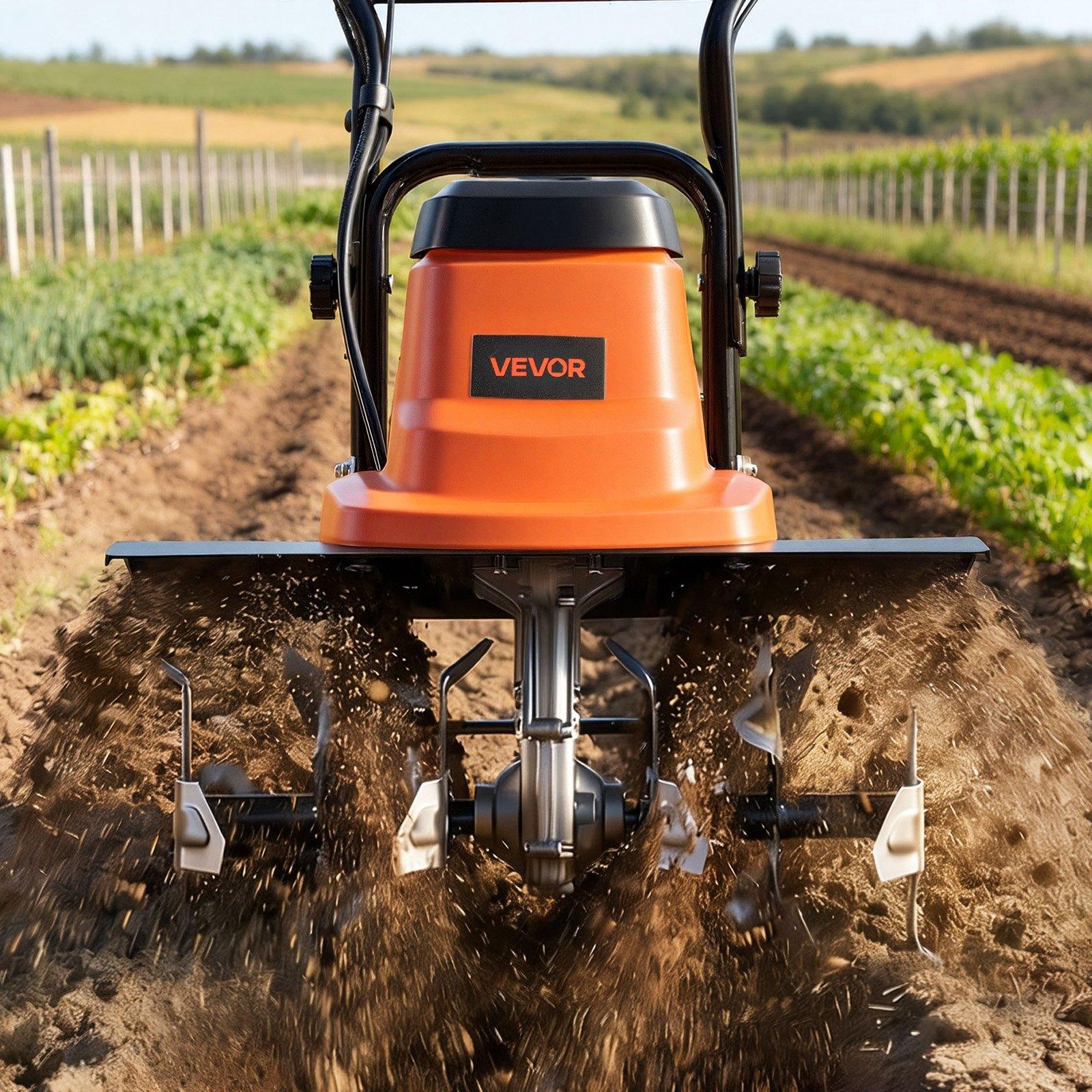VEVOR Corded Electric Tiller, 18 Inch Tilling Width Garden Rototiller, 13.5-Amp Motor Heavy-Duty Tilling Machine, Cultivator with Steel Tines and Foldable Handle, for Lawn, Yard, and Gardening Care VEVOR Corded Electric Tiller, 18 Inch Tilling Width Garden Rototiller, 13.5-Amp Motor Heavy-Duty Tilling Machine, Cultivator with Steel Tines and Foldable Handle, for Lawn, Yard, and Gardening Care