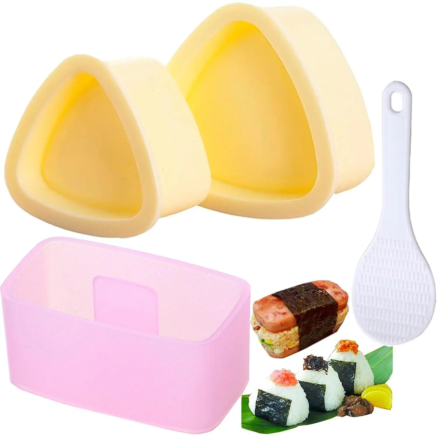 Onigiri Mold Triangle, 3 count Musubi Press Mold Rice Ball Makers, Triangle Sushi Maker for Bento or  Boxed Meal Musubi Press by  (Beige)
