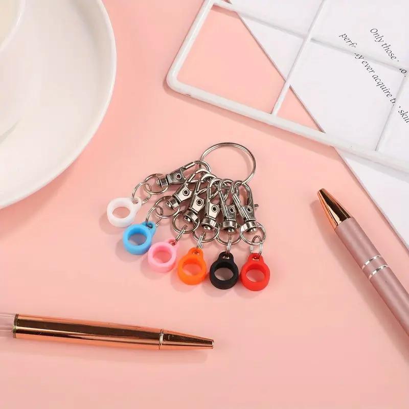 Pen Holder with Badge Reel Clip, Retractable Badge Holders, 6 Counts Durable Silicone & Zinc Alloy Pen Clip without Pen, Assorted Color Stationery & Supplies for Home School Office