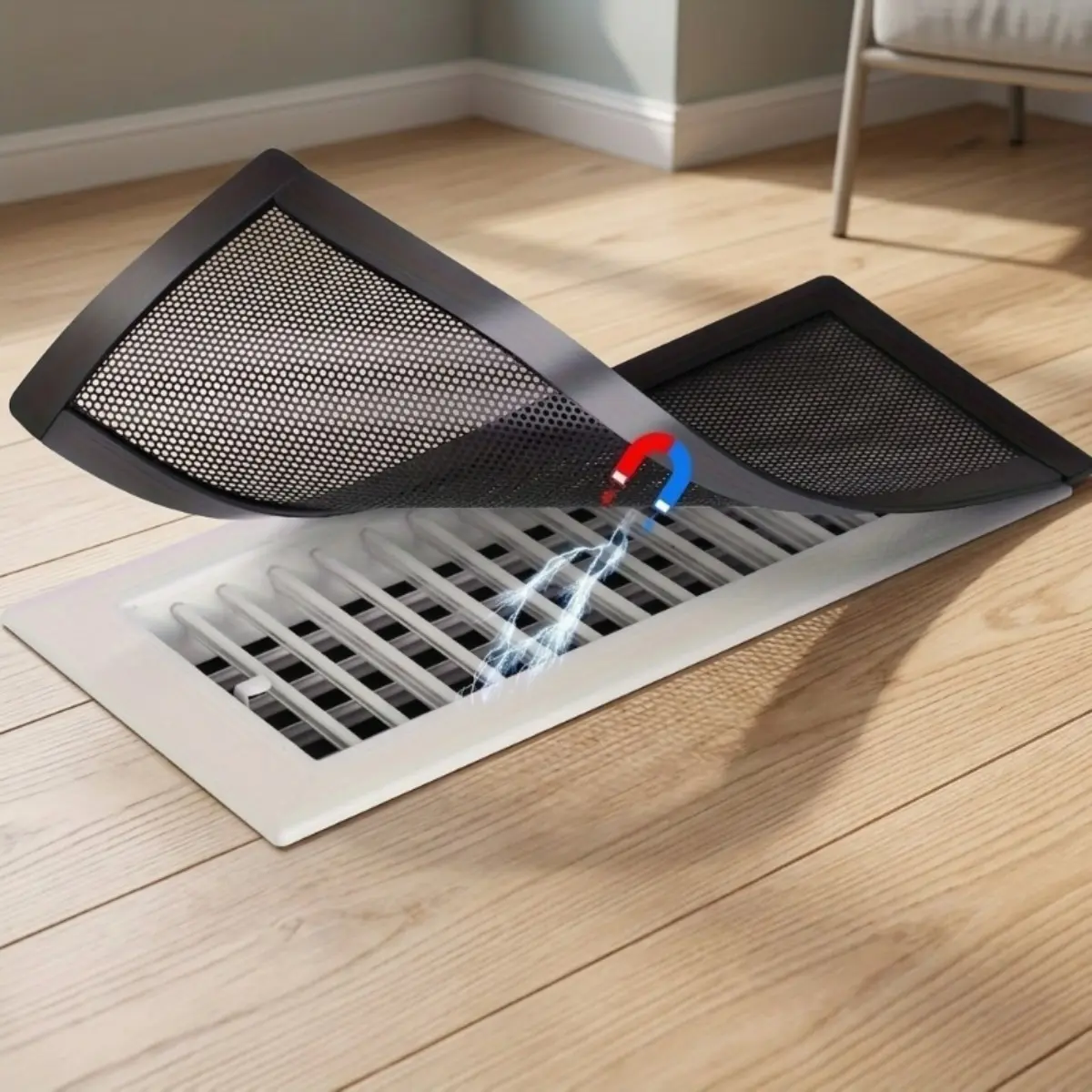 Magnetic Vent Cover Mesh for Home Strong Magnetic Floor Ceiling Vent Covers Heavy Duty Durable Dust Proof Mesh Screen Deflector Air Register Vent Filter Catch Covers for Wall Ceiling Floor Vent Easy Install