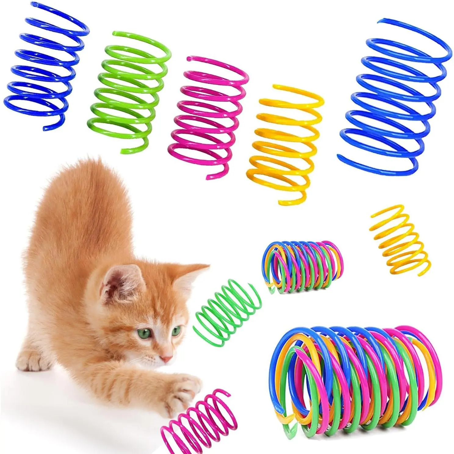 Spring Toys, Bouncy Coil Kitty Cats Spiral Spring  for Indoor Cats Heavy Interactive  Toys Springy  Toys Springs   for Biting Entertainment kitten toys (12pcs  spring )