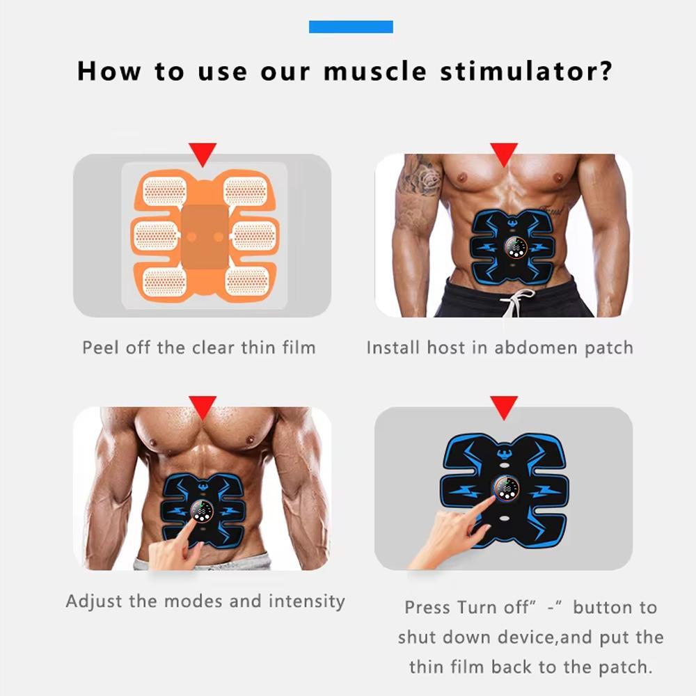 Rechargeable Abdominal Muscle Massager, 1 Count Abdominal Exerciser & 4 Counts Hand and Leg Exercise Patches & 3 Counts Host Controllers, Fitness Equipment for Home Gym, Healthcare