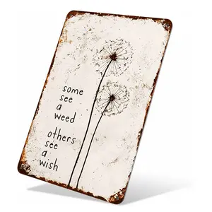 Some See a Weed Others See a Wish 8x12 Inch Metal Sign, Aluminum Distressed Retro Style, Waterproof & Rust-Free Dandelion Decor Gift, bedroom decor, room decorations, wall decor, house decor, wall art, vintage home decor, home decor wall art