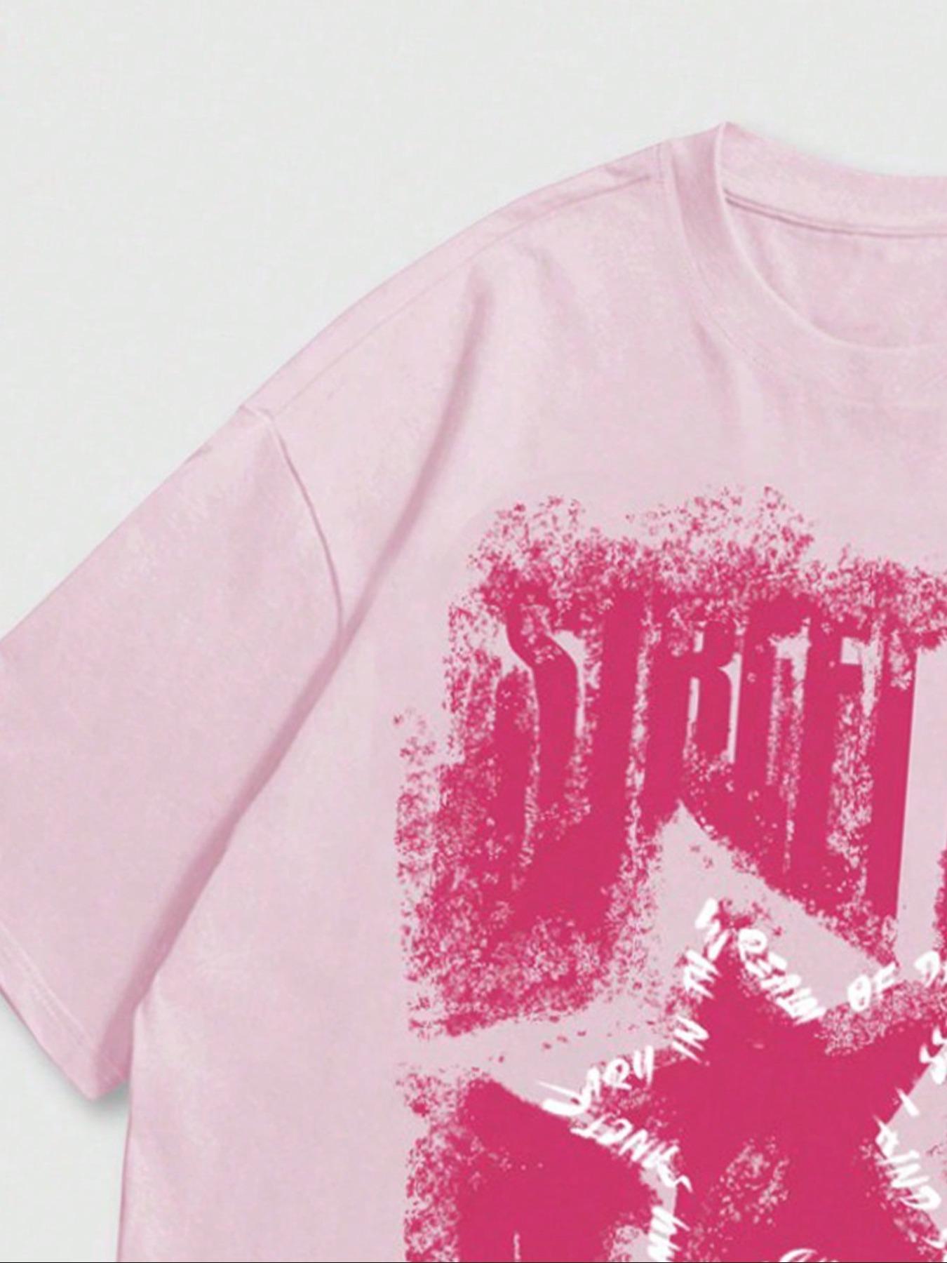 Unisex's Star Print Round Neck Tee, Casual Comfy Tee, Regular Fit Casual Fashion Short Sleeve T-shirt for Summer, Unisex Top for Daily Wear, Women