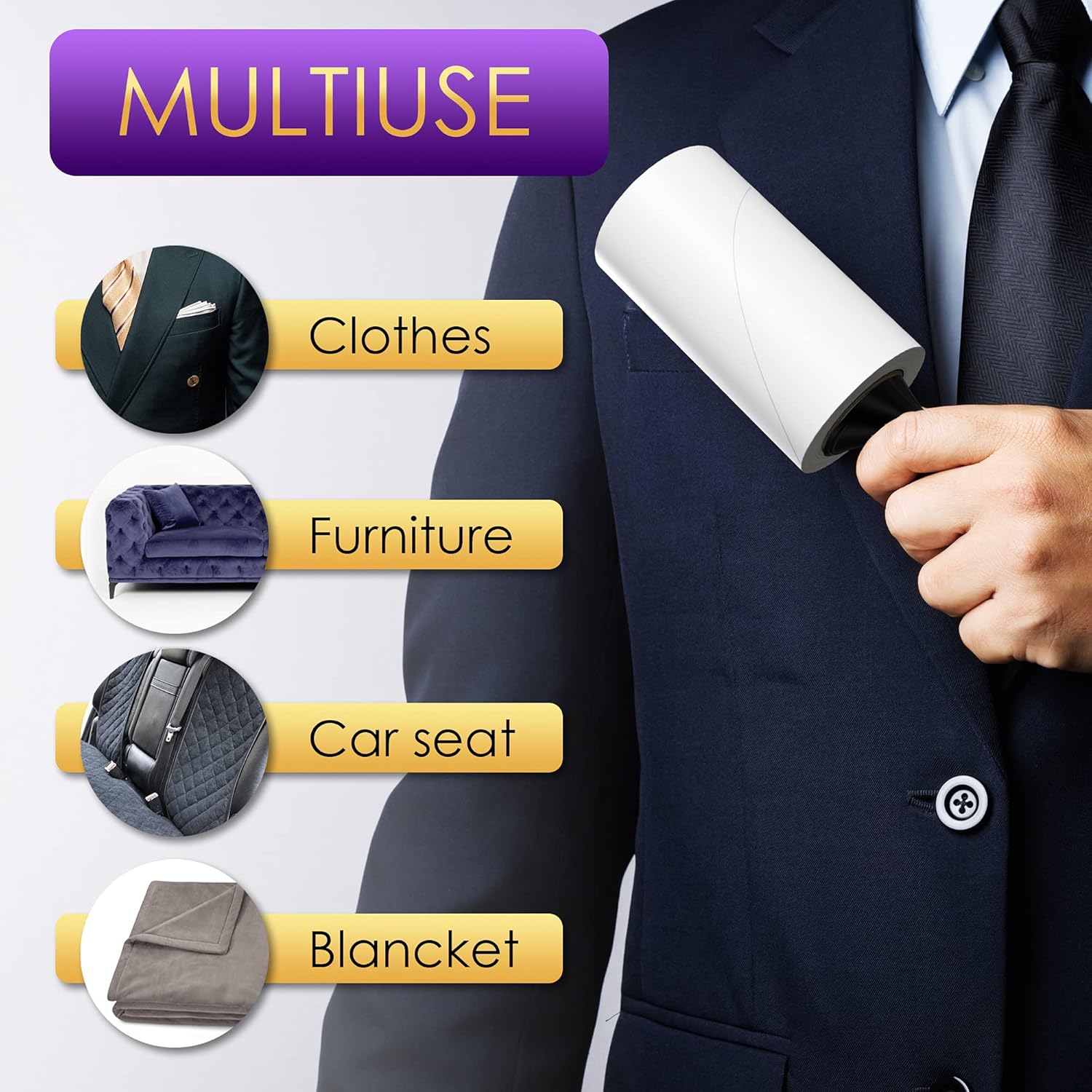 Lint Rollers  Value 10 Pack of 900 Sheets / 10 Refills, Sticky Roller , Lint Remover / Hair, Fuzz,  , Large Lint Removal Roller Clothe, Couch, Furniture