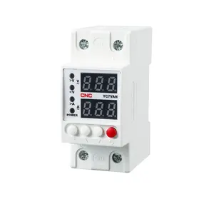 CNC Smart Circuit Breaker Overvoltage and Undervoltage Protector Adjustable Voltage and Current 80-210V Low and 130-300V High Cutoff,1-63A Overcurrent Protector, DIN Rail Mount