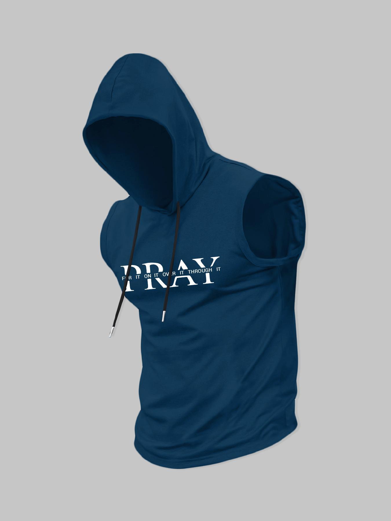 Men's Regular Fit Letter Print Hooded Tank Top, Casual Sleeveless Top for Summer, Fashion Men's Clothes for Daily Wear, Breathable Sleeveless Vest, Socks