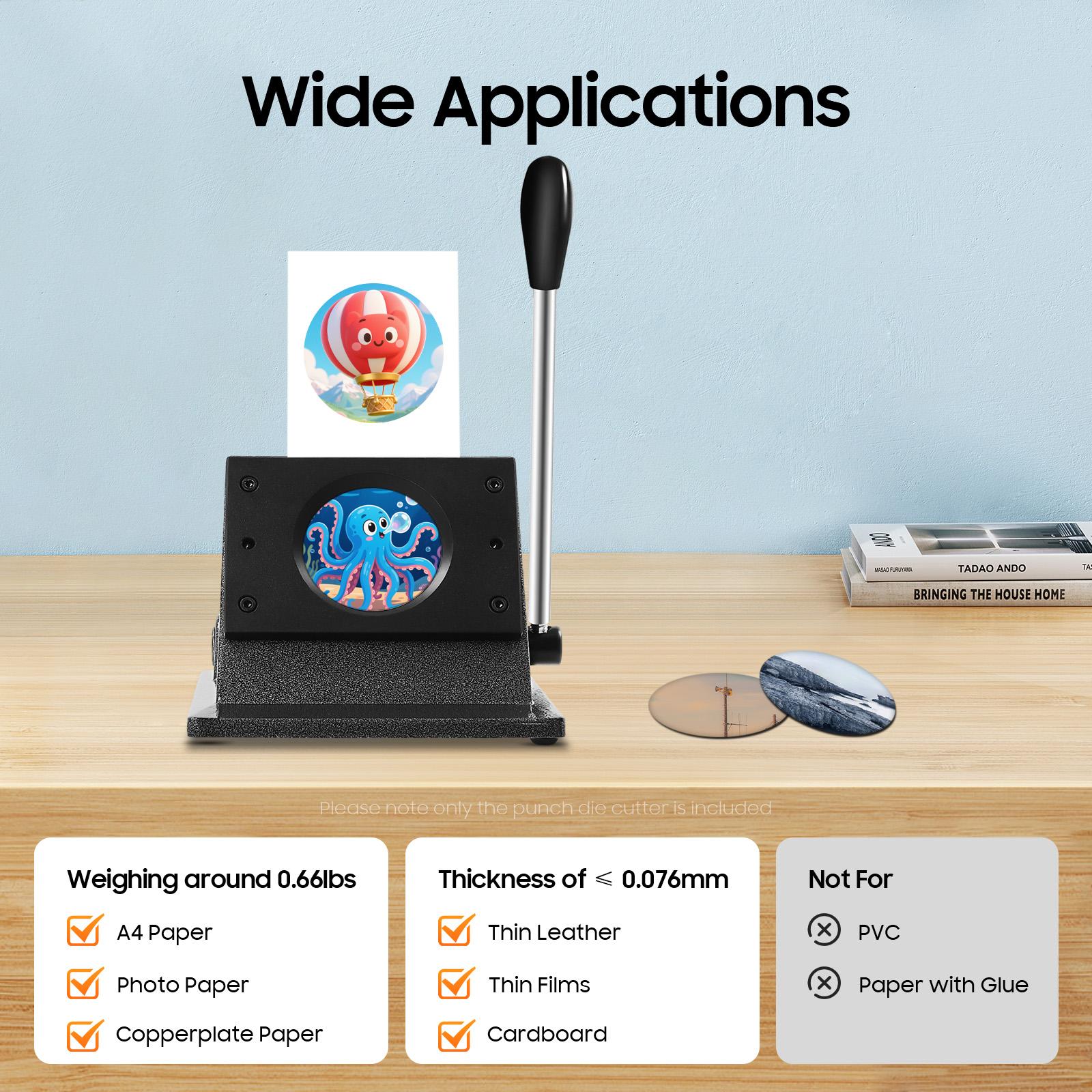 Manual Circle Punch Die Cutter 58mm for Paper Cardboard Thin Leather Badge Making