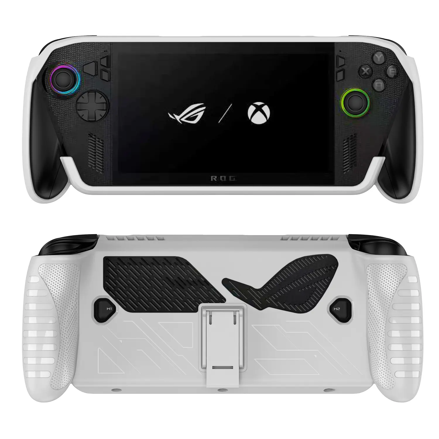 Programmable Wireless Gaming Controller with HDMI Output, Finger Pads, Turbo Function & Blue Cable + Anti-Drop Shockproof Thick-Textured Non-Slip Silicone Case, Gaming Accessories for Xbox Ally X Handheld Game Console