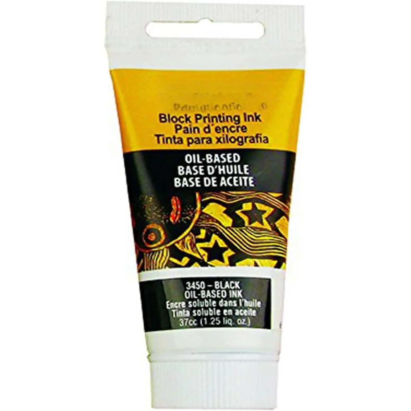 3450 Oil-Based Block Printing Ink for Professional Fabric/Paper Prints, AP Certified, 1.25 FL OZ 37cc Tube, Black (003450), Permanent Print