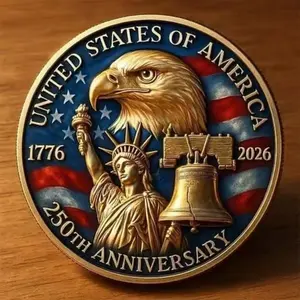 American Independence 250th Anniversary Coin, Eagle Liberty Statue and Liberty Bell Engraving, Perfect Gift for Freedom Celebrations