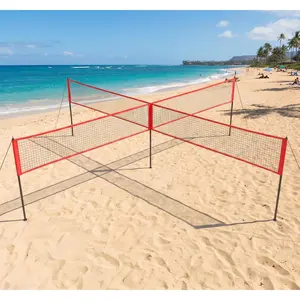 4 Square Volleyball Game Set – 14 FT Adjustable Net, Portable, Easy Assembly – Backyard, Beach, Lawn – Family & Youth Friendly – Accessories Included