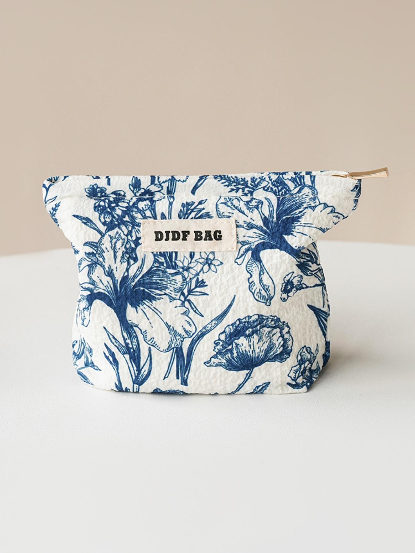 Floral Pattern Makeup Bag, Portable Cosmetic Storage Bag, Zipper Makeup Organizer Pouch, Versatile Storage Bag for Travel, Dormitory, Office, Home, Handheld Cosmetic Pouch