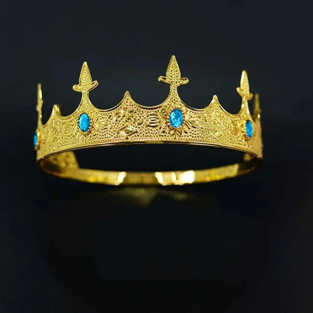 Men's Adjustable Size Trendy Vintage Baroque Crown, Antique Bronze Elegant King Tiara, Crown Shape Rhinestones Set Hair Accessory, Jewelry for Women, Wedding Wear
