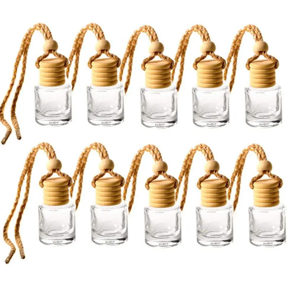 10-Pack Ornamental Glass Pendant Perfume Bottles, Refillable Essential Oil Vials, Car Fragrance Diffuser Air Fresheners for Car Interior Accessories