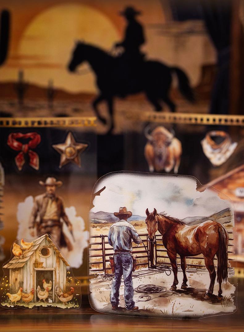 4 designs, 1 pack 20 vintage stickers with detective, ball, cowboy, nautical themes, minimalist style, PET waterproof material, self adhesive DIY planner decoration scrapbook sticker pack