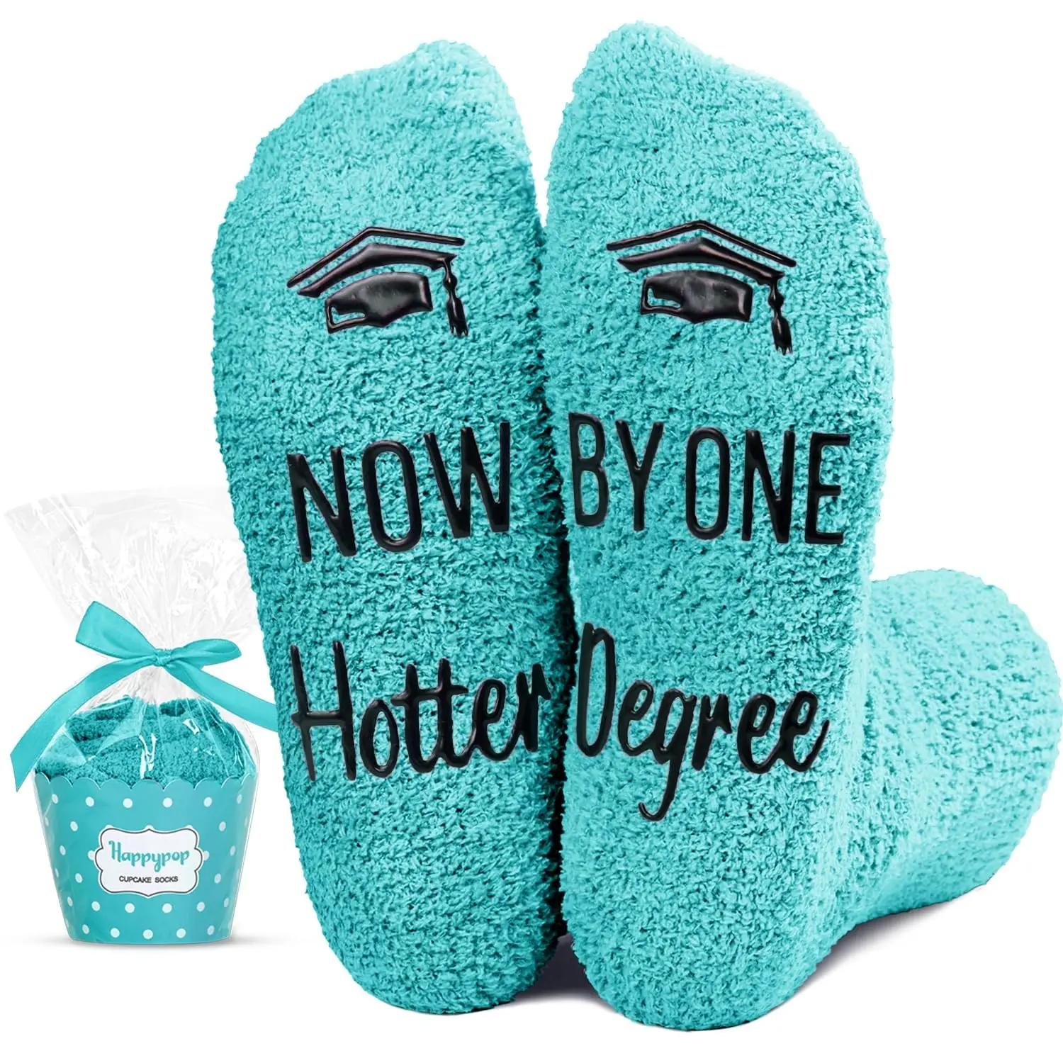HAPPYPOP Funny Graduation Gifts for Her - Fuzzy Graduation Socks for Women, High School College Masters 8Th Grade Presents for Classmates